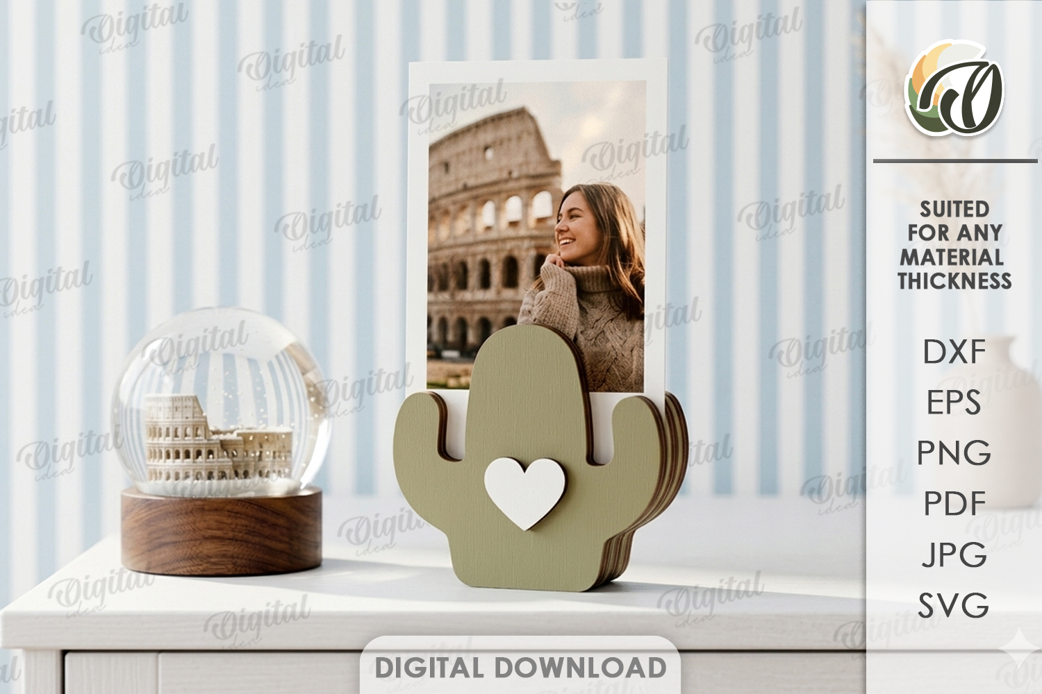 [Laser cut and engrave] 3D Polaroid Holder Bundle. 10 Cute Photo Stands Laser cut files. Desk Picture Display. Minimalist Home Decor. Heart. Daisy SVG. Retro