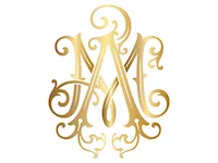 [Laser cut and engrave] Monogramme doré entrelacé avec lettres M et A sur fond bleu texturé