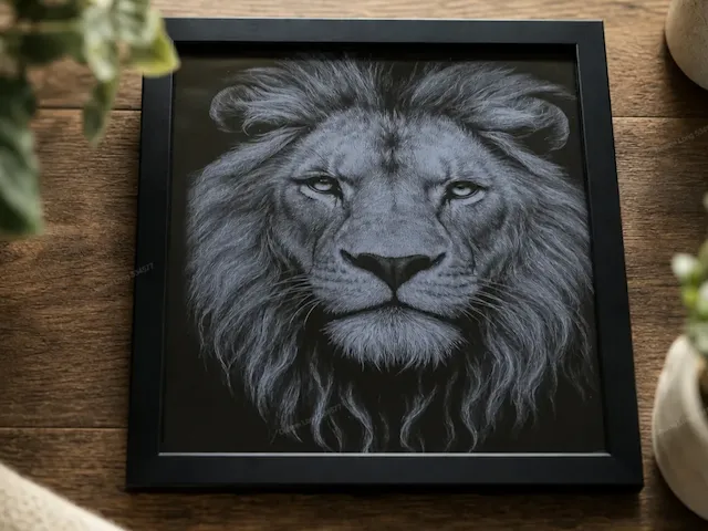 Framed Acrylic Lion Head Wall Art