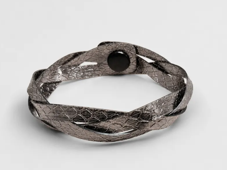Bracelet Tressé Médiéval en Similicuir  effet peau de serpent avec bouton pression – Manchette au Style Celtique et Fantasy