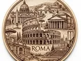 [Laser cut and engrave] Sous-verre rond en bois illustrant les monuments emblématiques de Rome