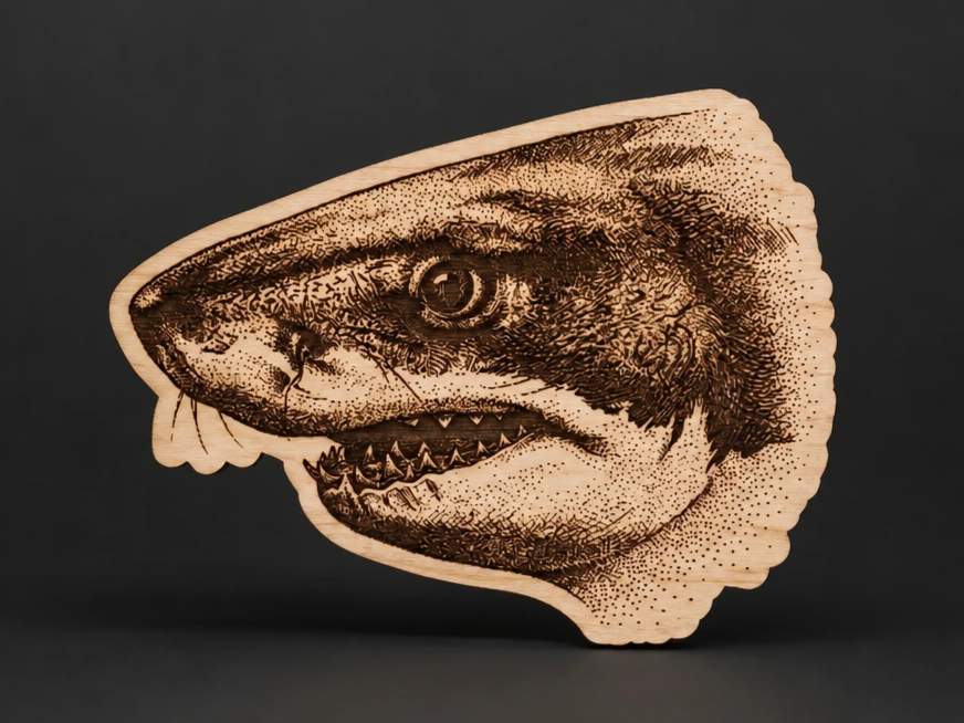 Great White Shark Head Wooden Wall Art
