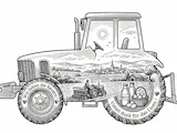 [Laser cut and engrave] Décoration en bois en forme de tracteur avec paysage agricole