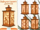 [Laser cut and engrave] Halloween Lantern Bundle SVG | 16 Laser Cut Lantern Designs | Wooden Candle Lantern Files