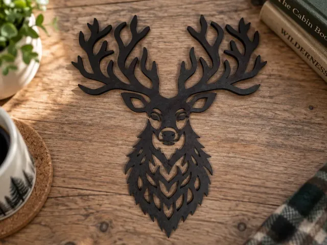 Black Stag Head Wall Hanging with Antlers