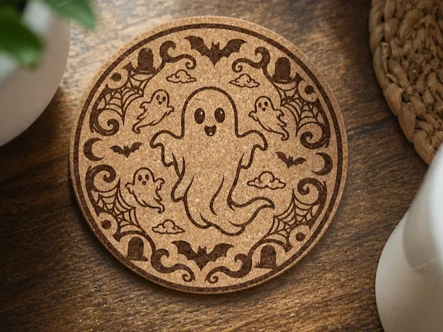 Kork Untersetzer Halloween Geist / Coaster Ghost