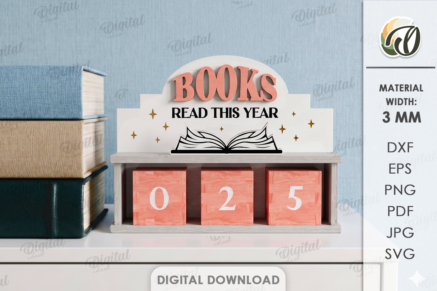 [Laser cut and engrave] 3D Books Read This Year Trackers Bundle. Reading Counter Shelf Decor Laser Cut Files. Book Tracker Display. Kids Room Decor. Book Lover