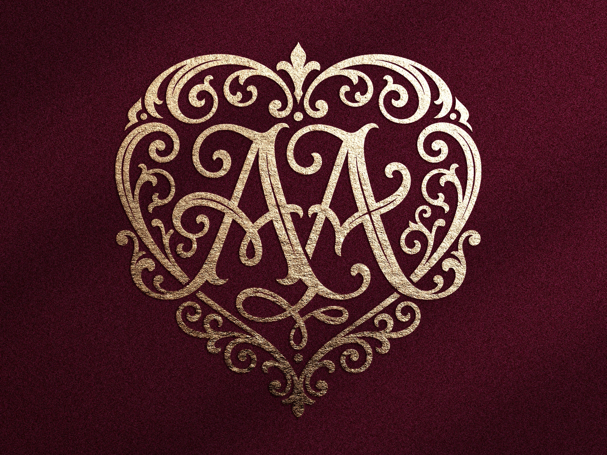 Romantic Wedding Monogram Bundle SVG PNG | Ornate Heart Letter Monograms AA-AZ | Elegant Bridal Initial Logo Set