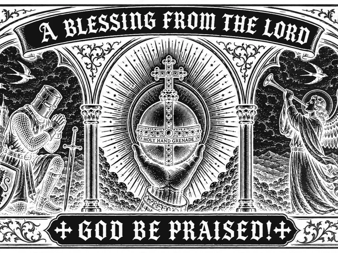 A Blessing From The Lord! | Holy Hand Grenade Medieval Tumbler Design | 2-Tone Laser Engraving