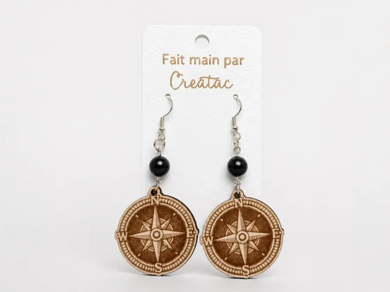[Laser cut and engrave] Boucles d'oreilles pendantes en forme de rose des vents