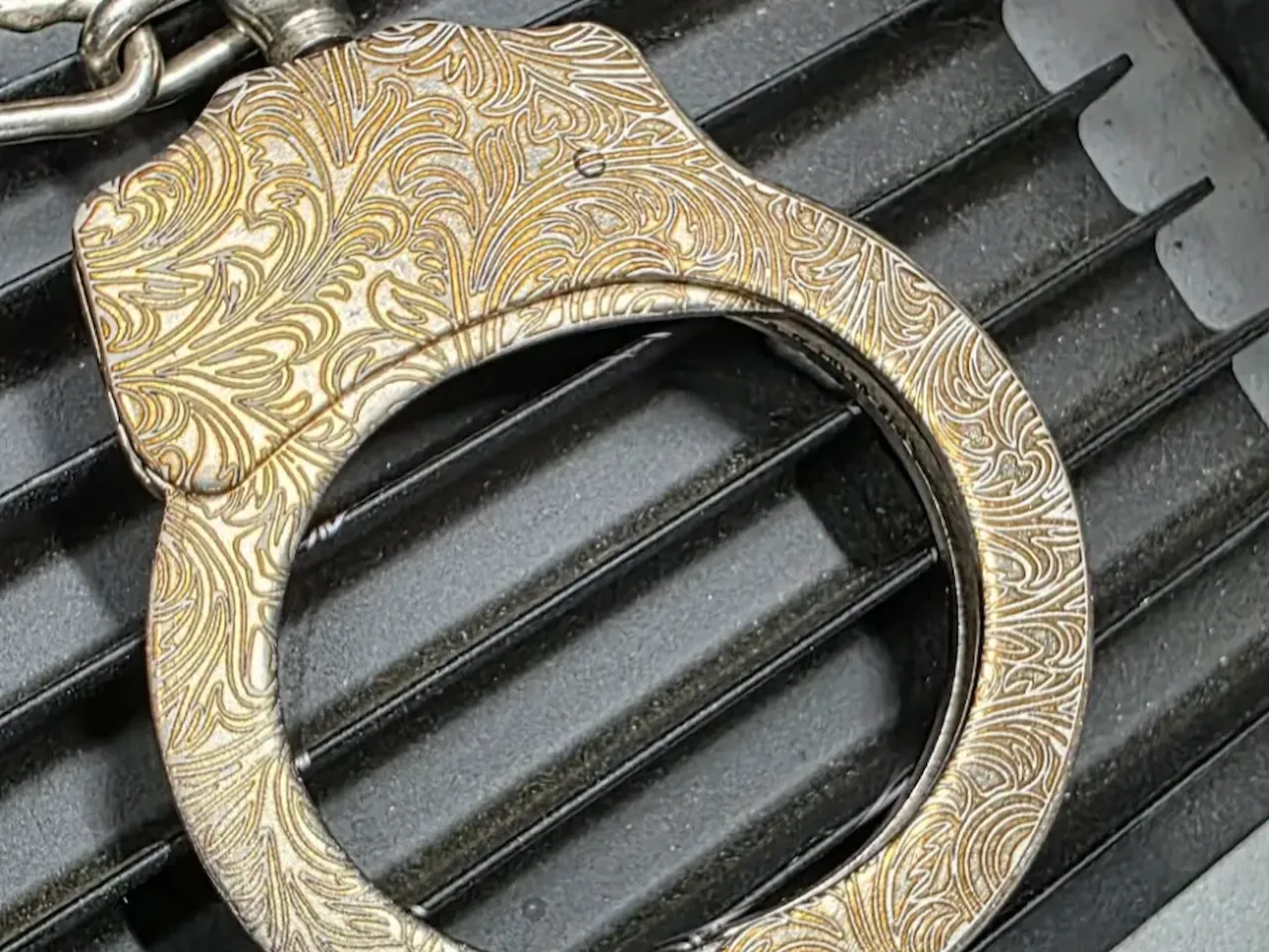 [Laser cut and engrave] Handcuffs with Ornate Floral Scrollwork Pattern