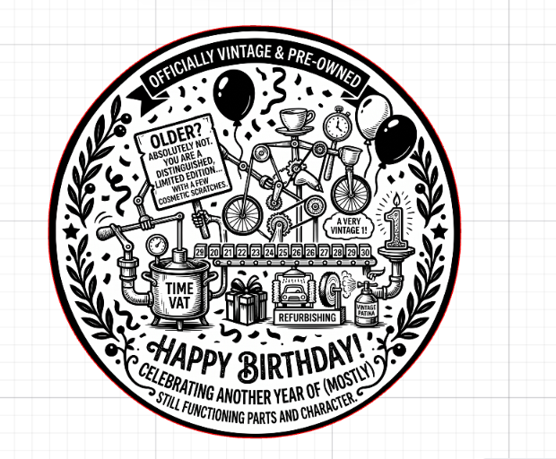[Laser cut and engrave] Rundes Holzschild mit lustigem Geburtstag Spruch für Vintage Liebhaber