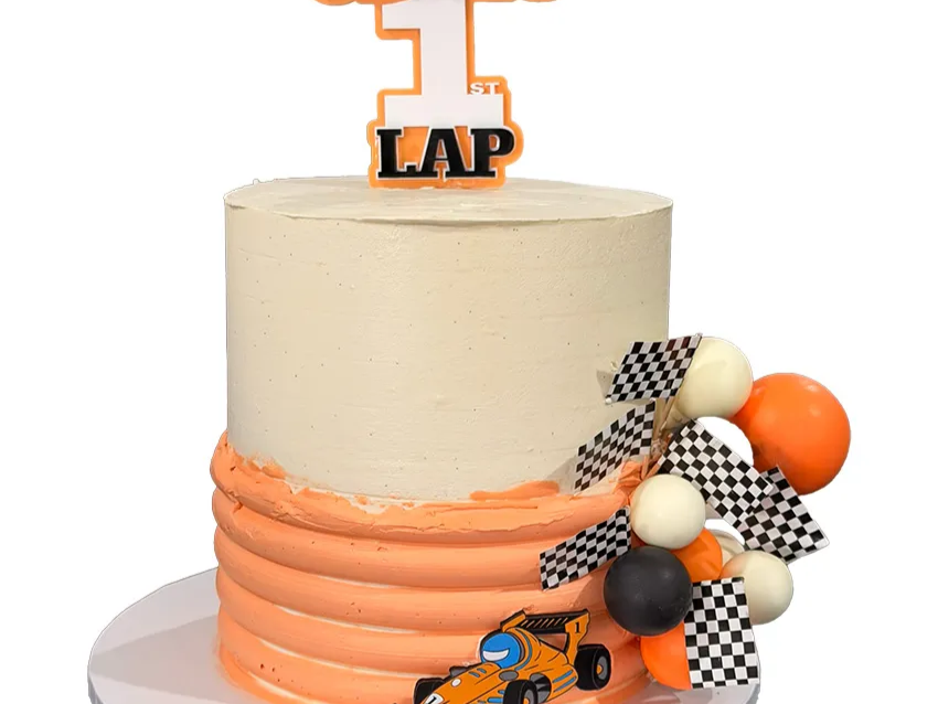 1st Lap Race Car Themed First Birthday Cake Topper & Keepsake