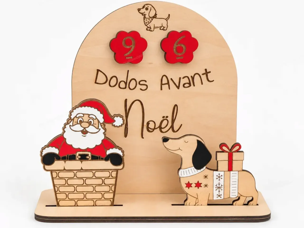 [Laser cut and engrave] Compte à rebours Noël Teckel
