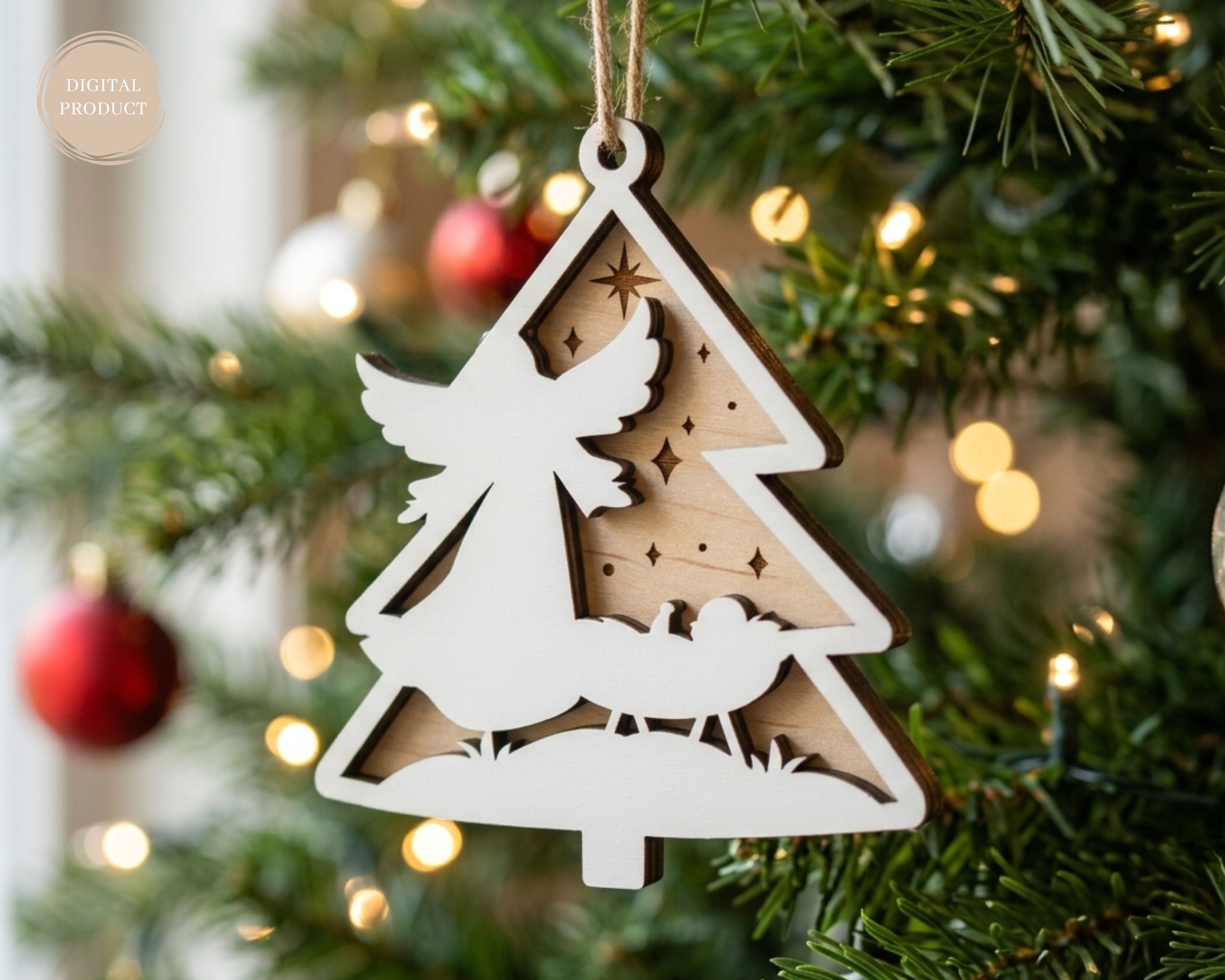 [Laser cut and engrave] Nativity Scene Ornaments SVG Bundle