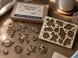 [Laser cut and engrave] Space Themed Wooden Puzzle Set with Rocket and Planet Shapes