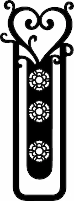 Black Metal Bookmark with Heart and Floral Motif.xcs