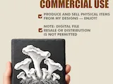 [Laser cut and engrave] Square Slate Coaster Featuring Detailed Chanterelle Mushroom Illustration