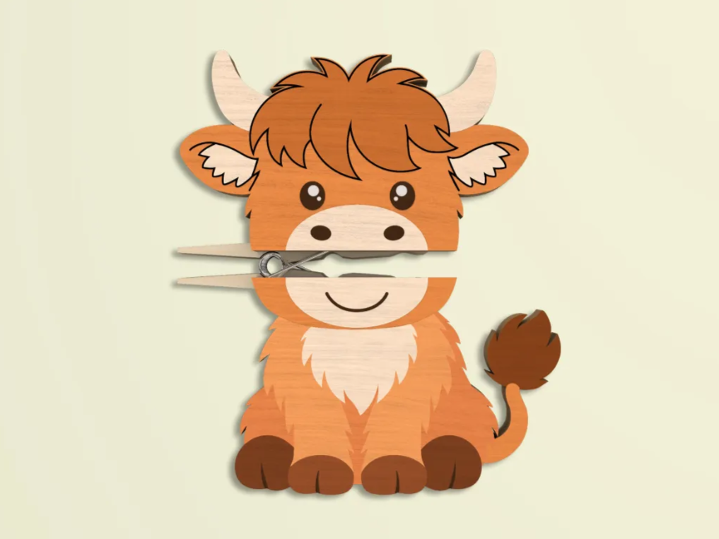 Highland Cow Clothespin Clip