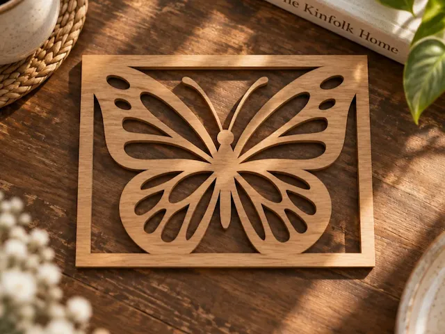 Square Wooden Butterfly Wall Art Panel