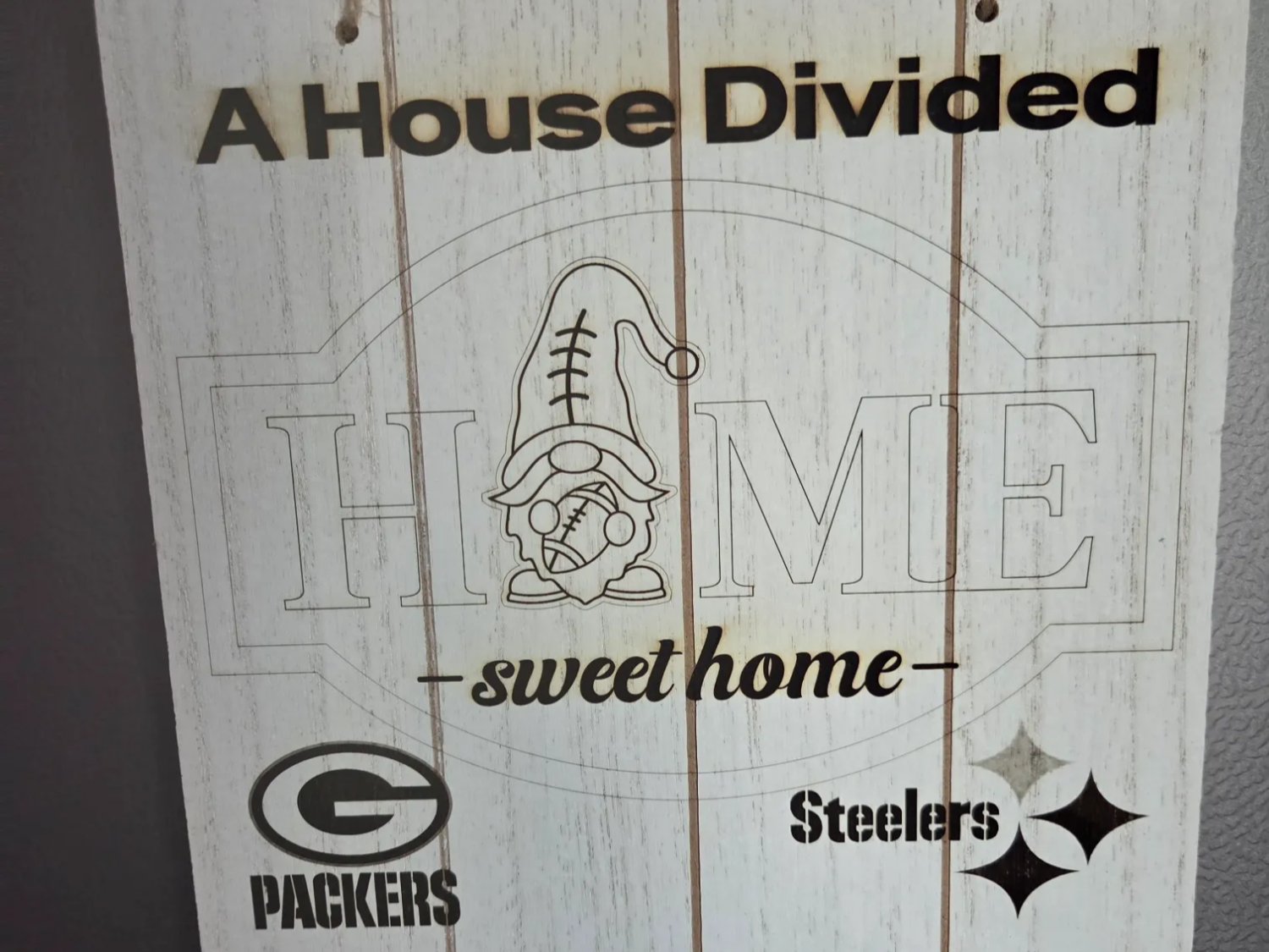 A House Divided Packers and Steelers Football Wall Sign