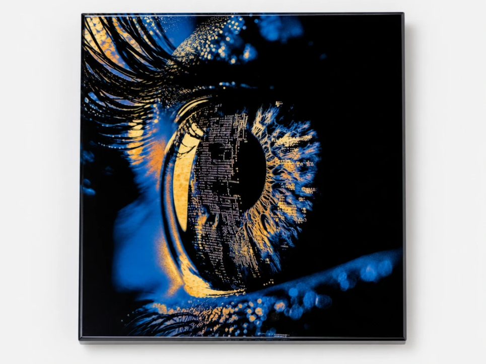 Abstract Human Eye Wall Art with Circuit Board Iris Detail