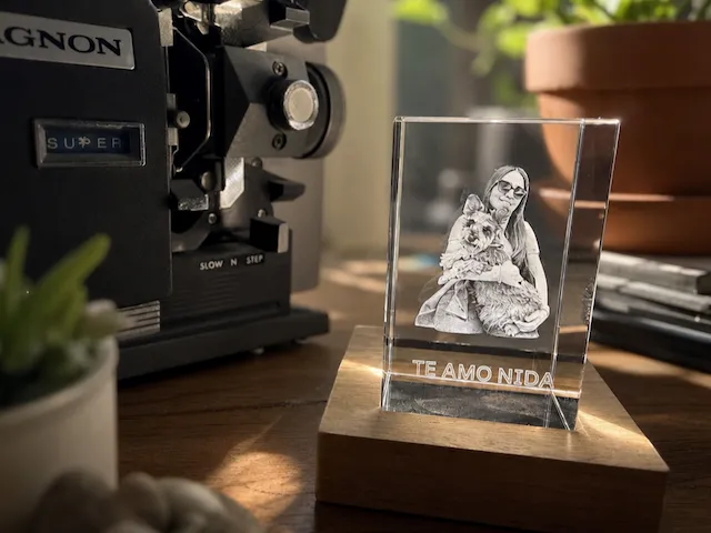 Personalized Crystal Photo Block with Dog Portrait
