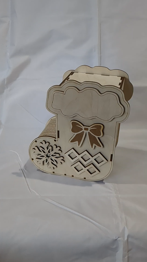[Laser cut and engrave] Christmas Box Boot Laser Cut Template, XMAS Greeting Decor, Laser Cutting Model