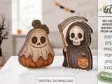 [Laser cut and engrave] Halloween Shelf Sitters Bundle. Cute Spooky Characters Laser Cut Files. Halloween Decor SVG. Ghost. Pumpkin. Mummy. Glowforge Files. Kids