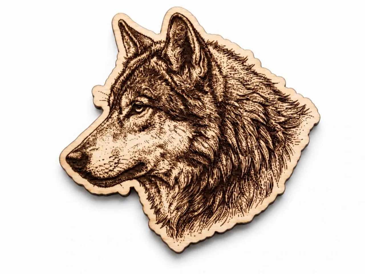 [Laser cut and engrave] Wolf - Holz-Wandbild mit detailliertem Wolfskopf-Motiv