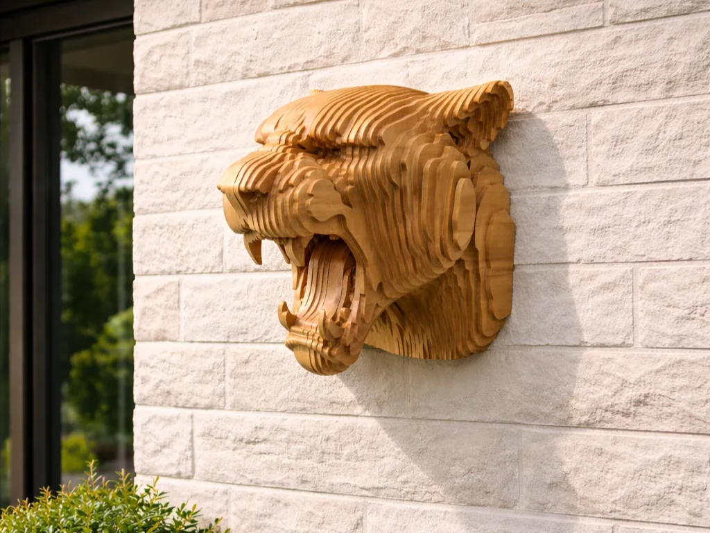 Layered Tiger Head SVG–DXF 6mm Plywood – 54 Pieces – Laser Cut File