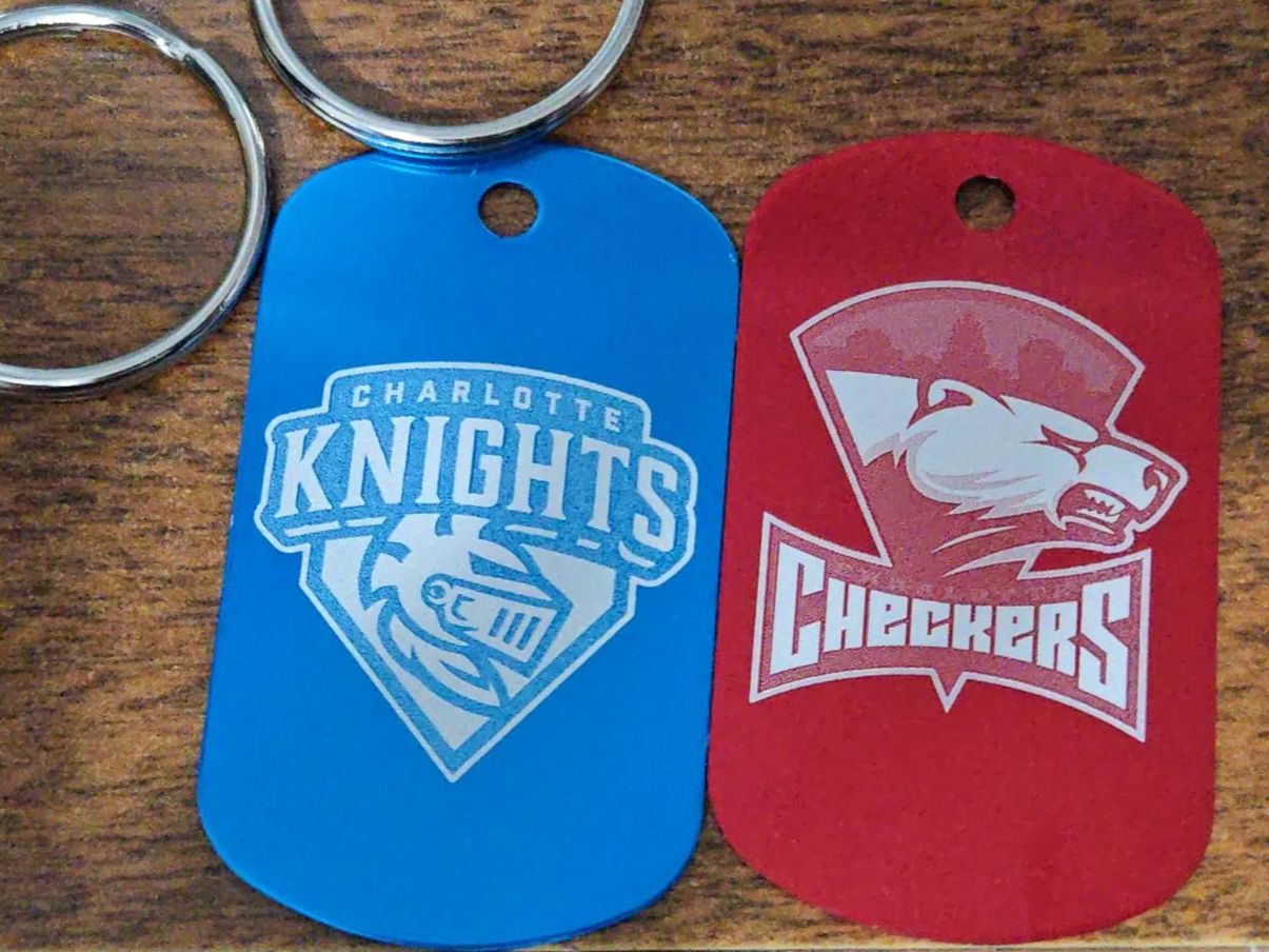 Charlotte Knights and Checkers sports team logo keychains custom logo keychain idea