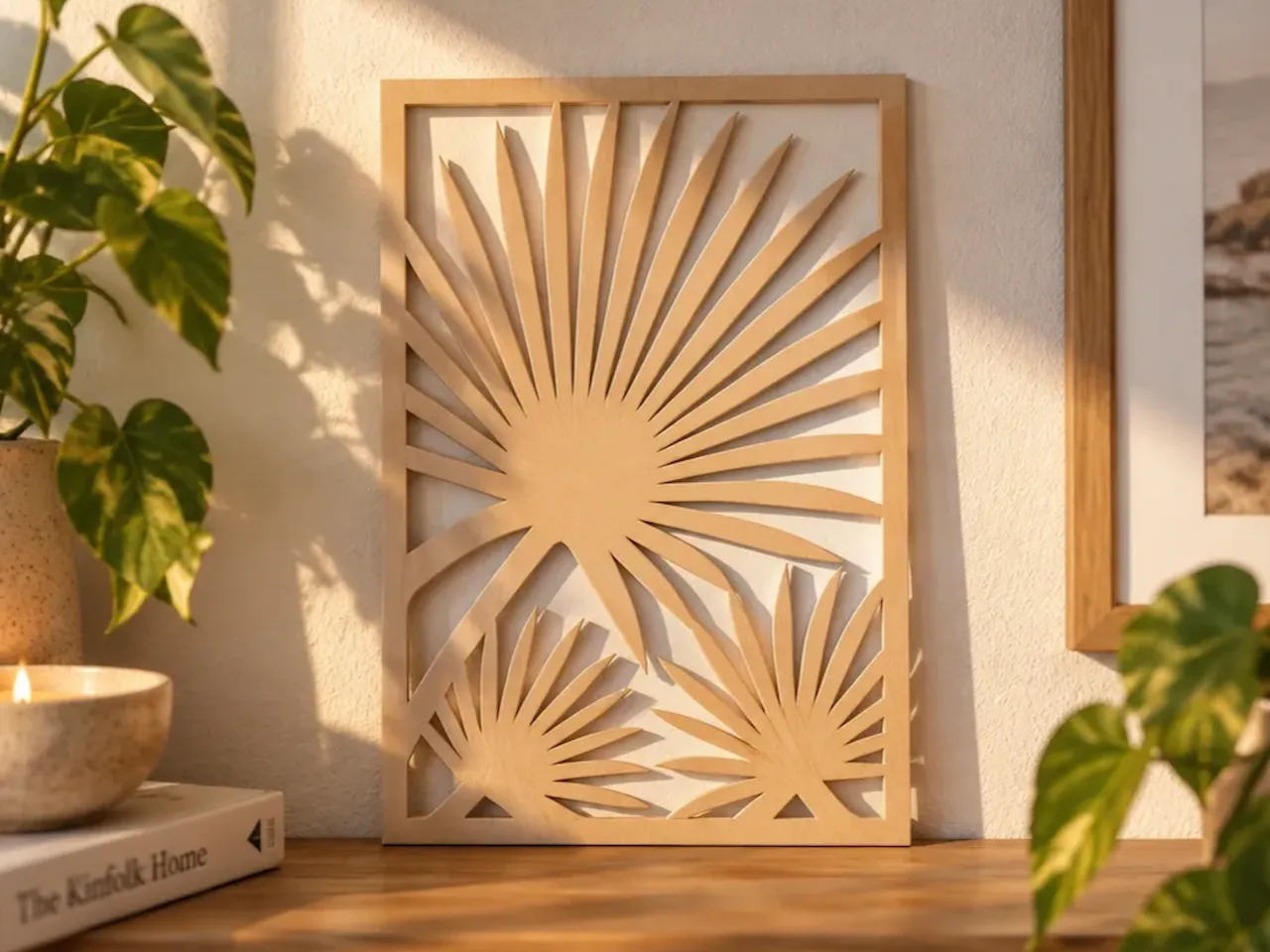 [Laser cut and engrave] Boho Tropical Palm Leaf Wall Art Panel