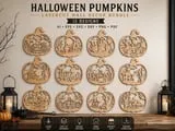 [Laser cut and engrave] Halloween Pumpkin Wall Decor Bundle SVG | 12 Laser Cut Pumpkin Designs | Wooden Halloween Wall Art