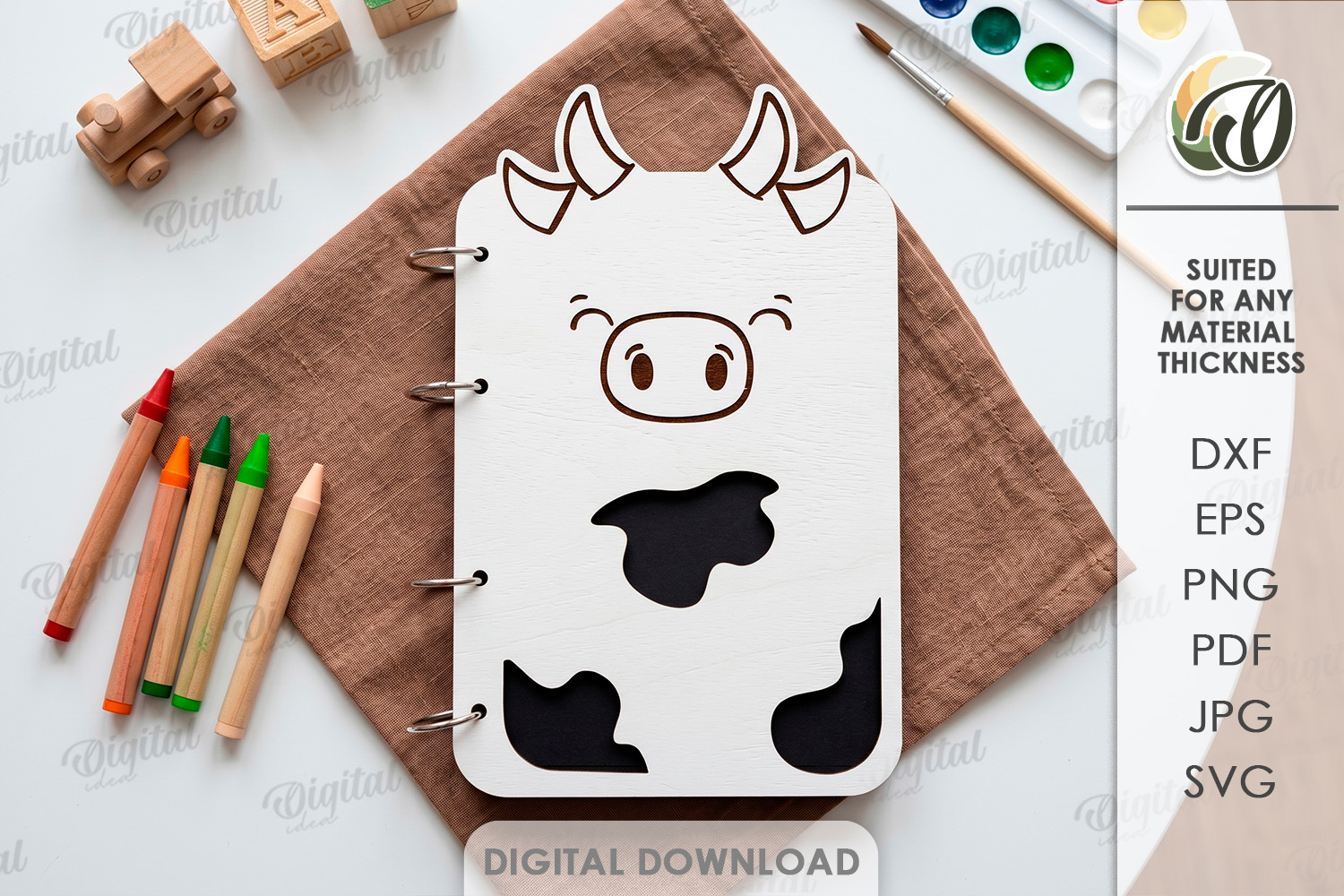 [Laser cut and engrave] Cute Notebook Covers Bundle. Animal Journal Cover Laser Cut Files. Kids Notebook. School SVG. 4 Ring Binder. Children's Planner