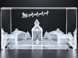 [Laser cut and engrave] Crystal Block with 3D Christmas Village and Santa Sleigh Scene