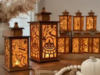 [Laser cut and engrave] Space Themed Wooden Lanterns with Astronaut and Rocket Cutouts