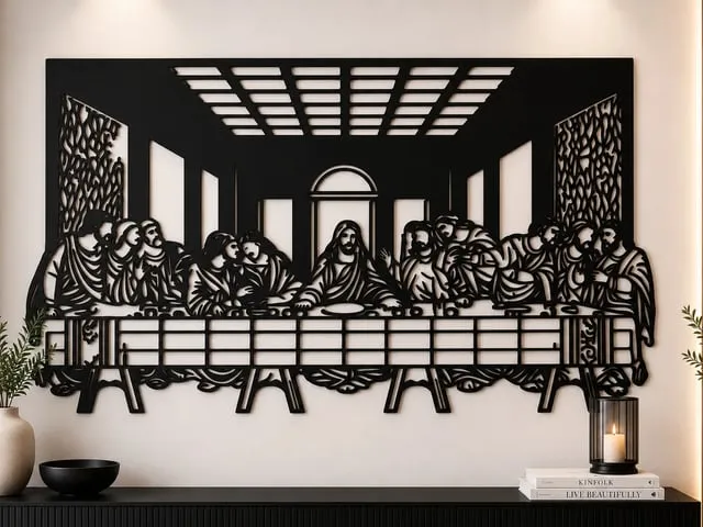 The Last Supper Wall Art SVG | Jesus and Apostles Laser Cut File | Christian Religious Wall Decor | Wooden SVG Digital Download