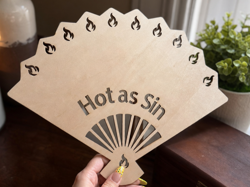 Hot as Sin Hand Fan with Flame Cutouts