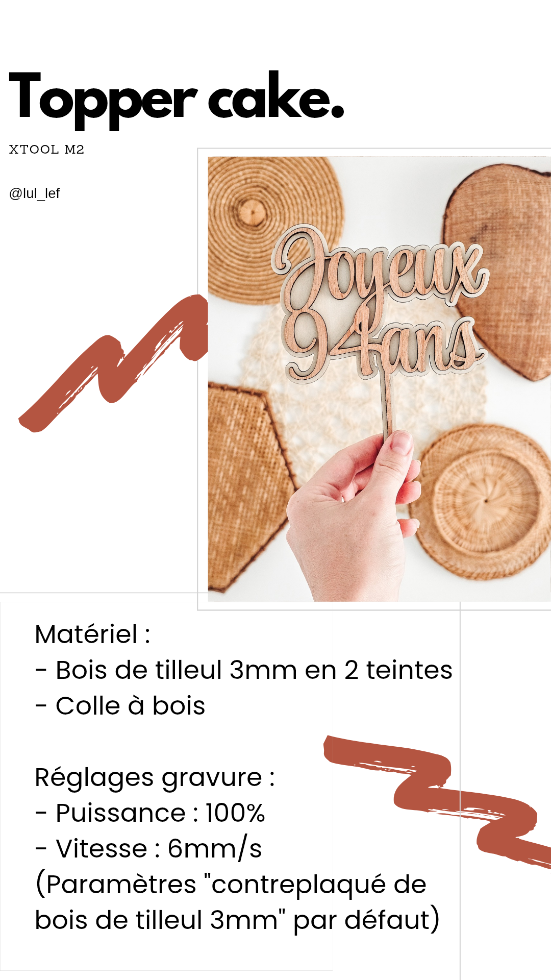 [Laser cut and engrave] Topper de gâteau Joyeux 94 ans en bois