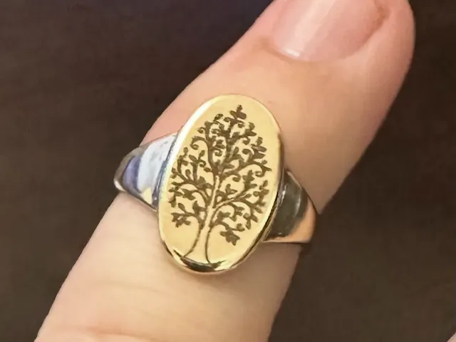 Project to re-engraving a matching signet ring to an necklace; first real job nervous with real gold that's not mine!!