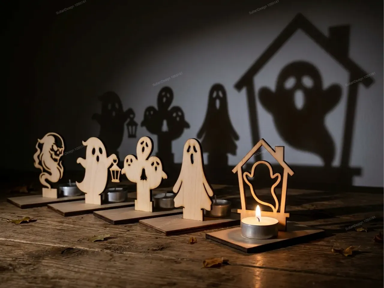 [Laser cut and engrave] Halloween Ghost Shadow Casting Tea Light Candle Holders