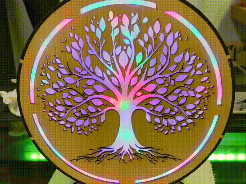 Illuminated Tree of Life Circular Table Lamp