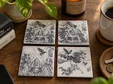 [Laser cut and engrave] Square Ceramic Coasters Featuring Witch and Occult Illustrations