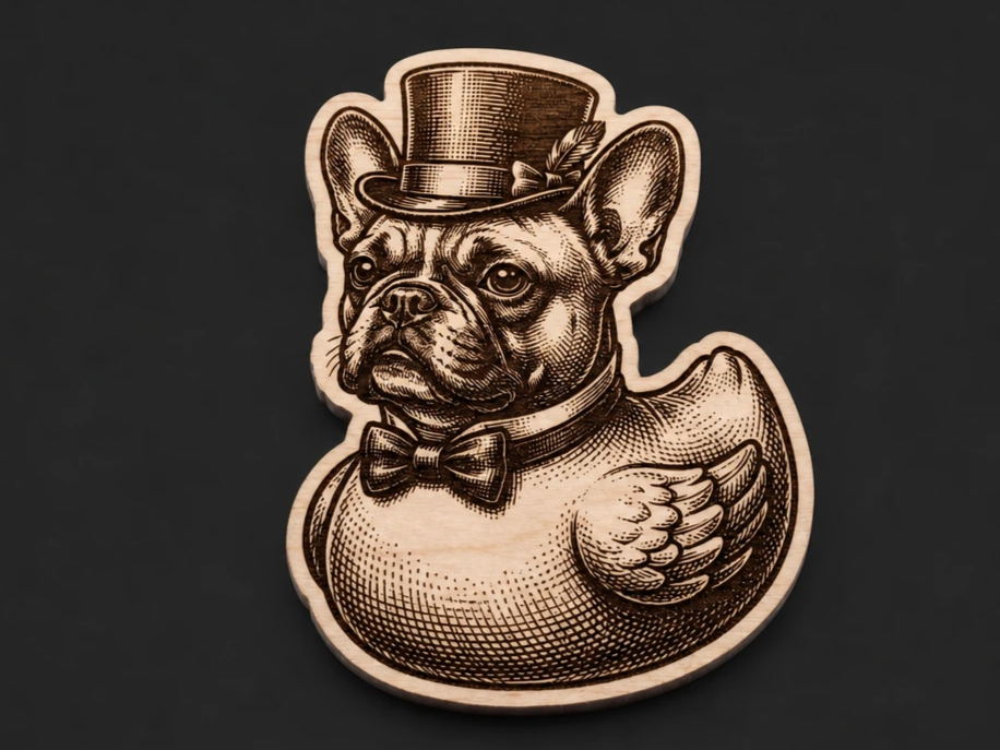 Rubber duck - French Bulldog Rubber Duck with Top Hat and Bow Tie Wall Art
