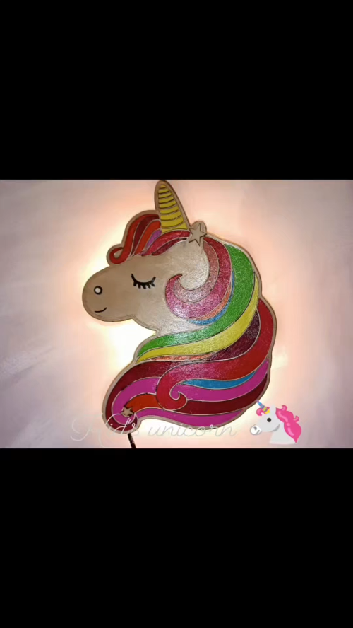 [Laser cut and engrave] Unicorn Head Wall Light with Colorful Mane