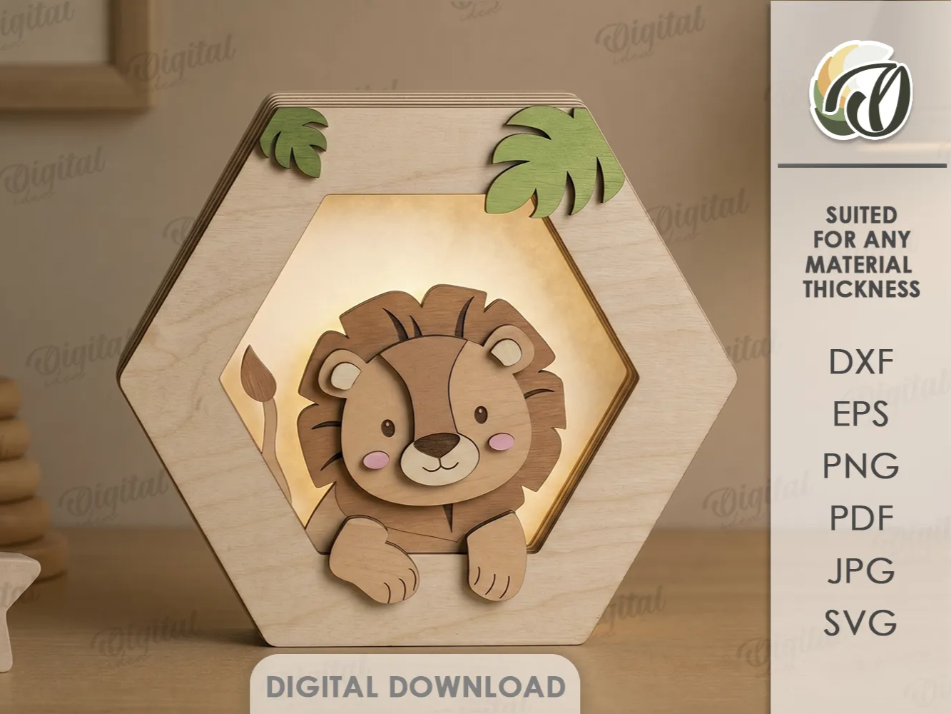 3D Kids Lion Night Lamp for the Nursery laser-cut night lamp idea
