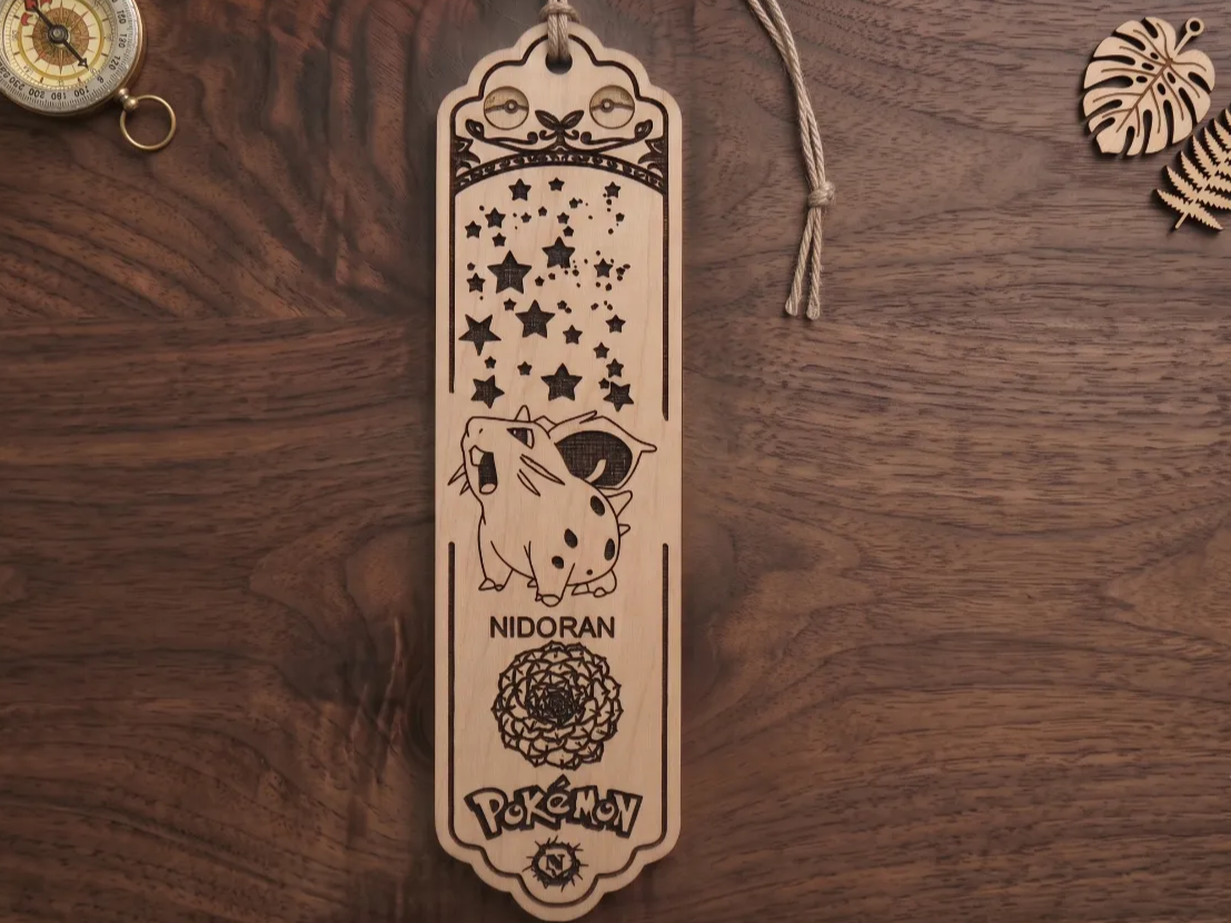 Nidoran Pokemon Wooden Bookmark