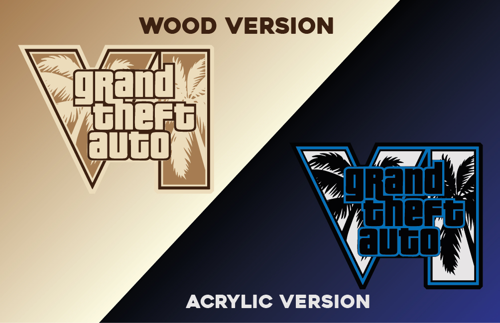 [Laser cut and engrave] Insegna da parete con logo Grand Theft Auto V