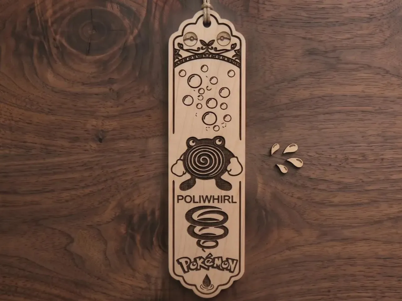 [Laser cut and engrave] Poliwhirl Pokemon Themed Wooden Bookmark